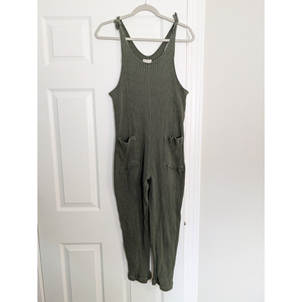 For Days Women’s Size M Green Ribbed Organic Recycled Cotton Romper Jumpsuit
